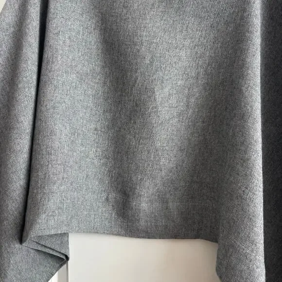 NWT ZARA MANTECO Wool Blend Oversized Cape Grey High Neck Poncho Coat Wrap M - Picture 4 of 12